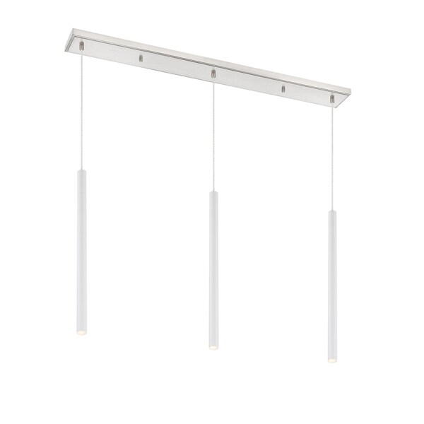 Z-Lite Forest 3 Light Island/Billiard, Brushed Nickel & Matte White 917MP24-WH-LED-3LBN - main